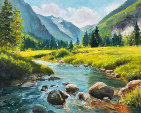 River in sunny mountain valley