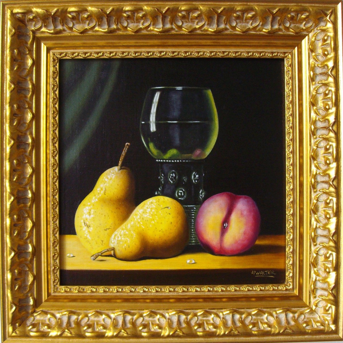 Antique glass with pears and peach by Jean-Pierre Walter
