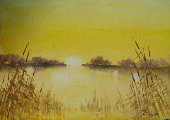 Break of day. 30X21cm.Original watercolours, gift.