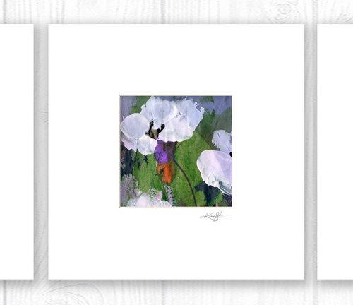 Abstract Floral Collection 7 - 3 Flower Paintings in mats by Kathy Morton Stanion by Kathy Morton Stanion
