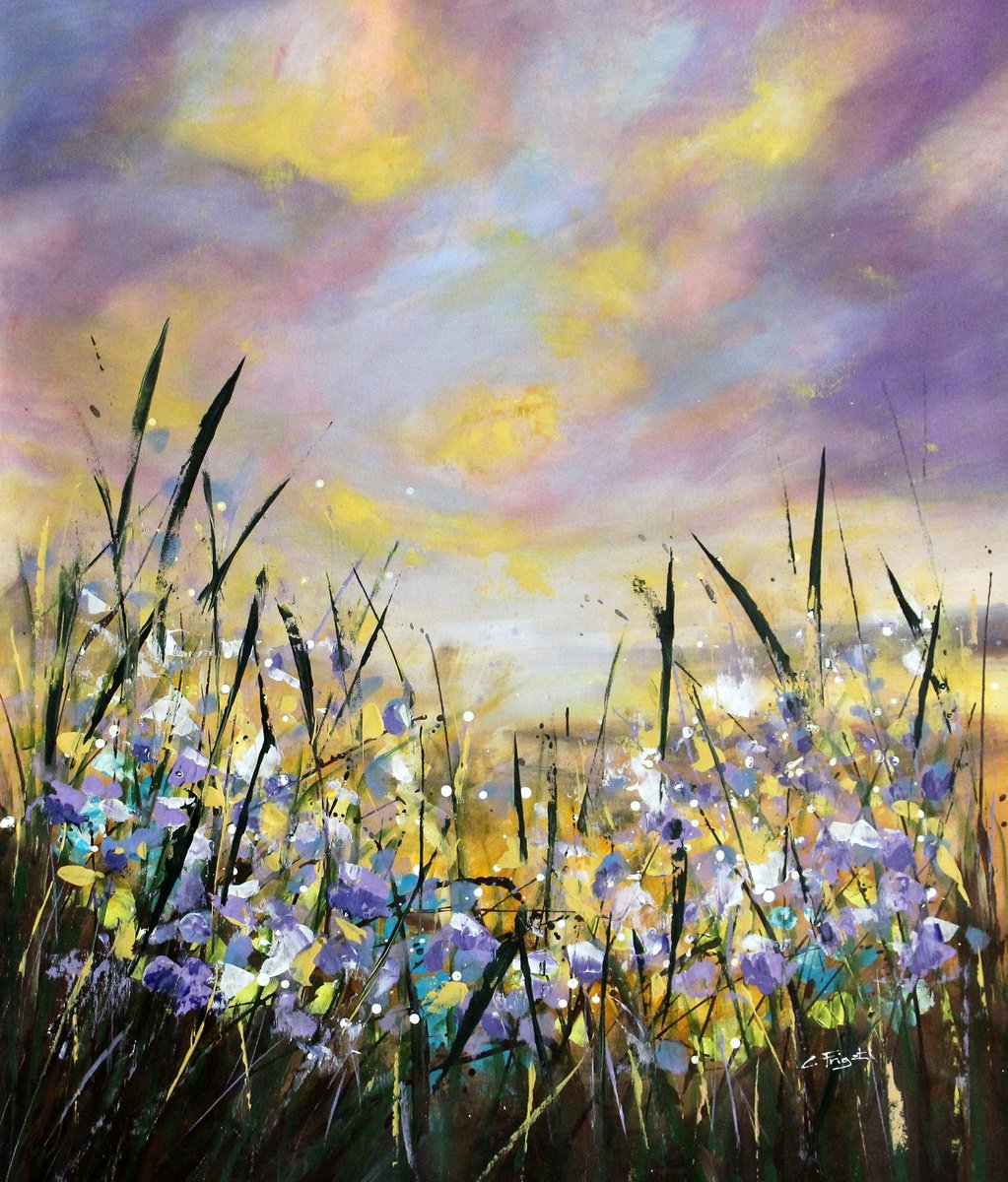 Impressionistic Landscape Acrylic Painting By Cecilia Frigati, 33 X 39, Aspetta Qui #1, Original Artwork