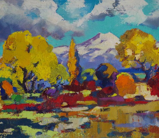 Autumn Palette Landscape Original oil Painting, Impressionism, Painting on canvas, Signed, One of a Kind