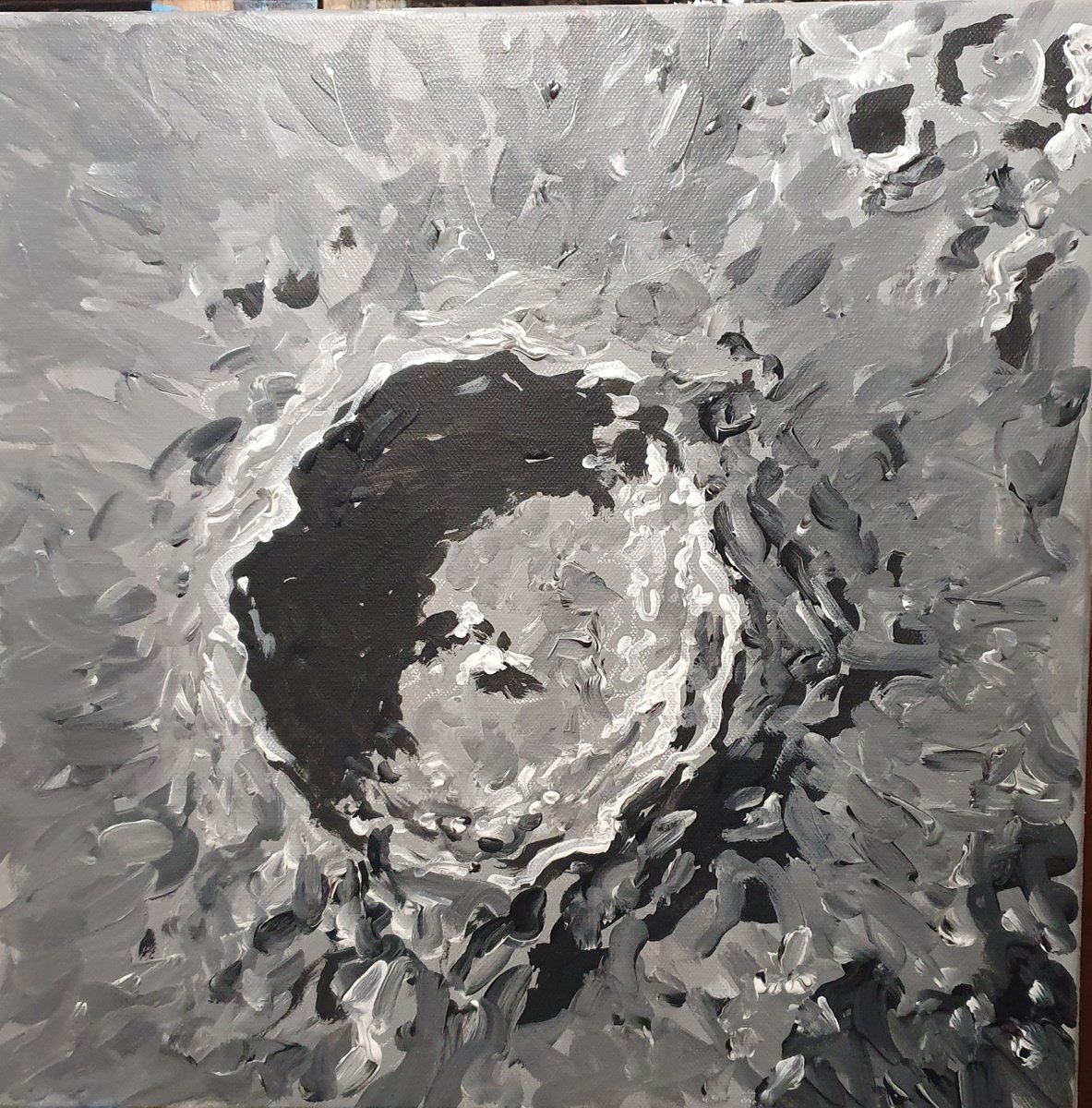 Landscape Acrylic Painting By Colin Ross Jack, 16 X 16, Copernicus Crater, Original Artwork