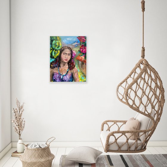 Tahitian Women, 40*50, impressions of Paul Gauguin, impressionistic oil portrait painting