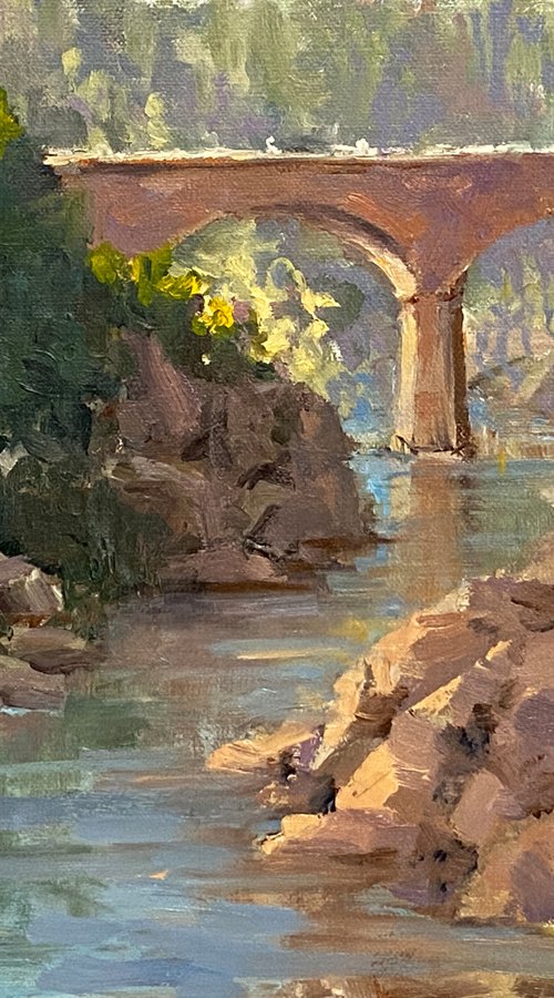 No Hands Bridge Plein Air Landscape by Tatyana Fogarty