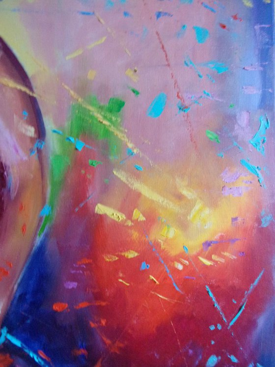 SALES !!!! ABSTRACT 100x70cm LARGE FORMAT  RAINBOW GIRL