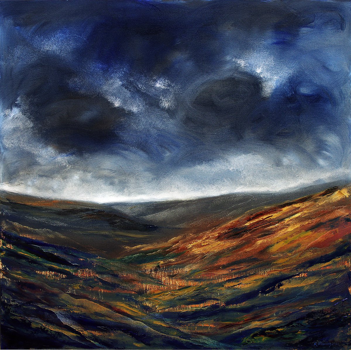 Impressionistic Landscape Oil Painting By Richard Manning, 36 X 36", Landscape-25, Original Artwork