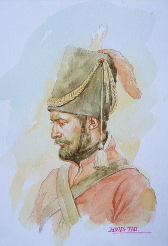 watercolour portrait of solider #16-5-6
