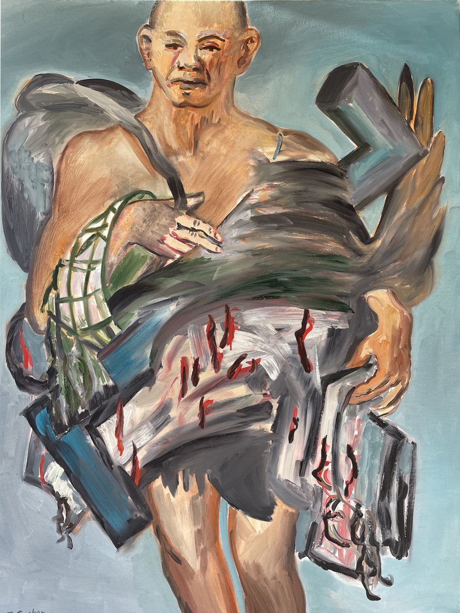 Expressive Portrait Oil Painting By Frank Creber, 30 X 40, Clean Up, Original Artwork