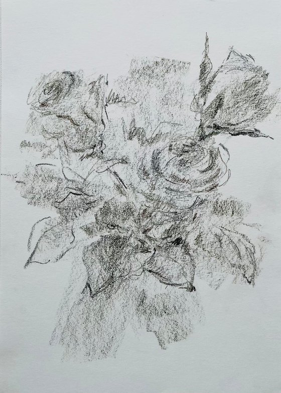 Roses #4 2020. Original charcoal drawing