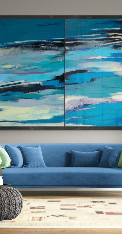 XXXL Super Big Painting - "Sea depth" - Abstract - Bright abstraction - Sea abstract by Yaroslav Yasenev