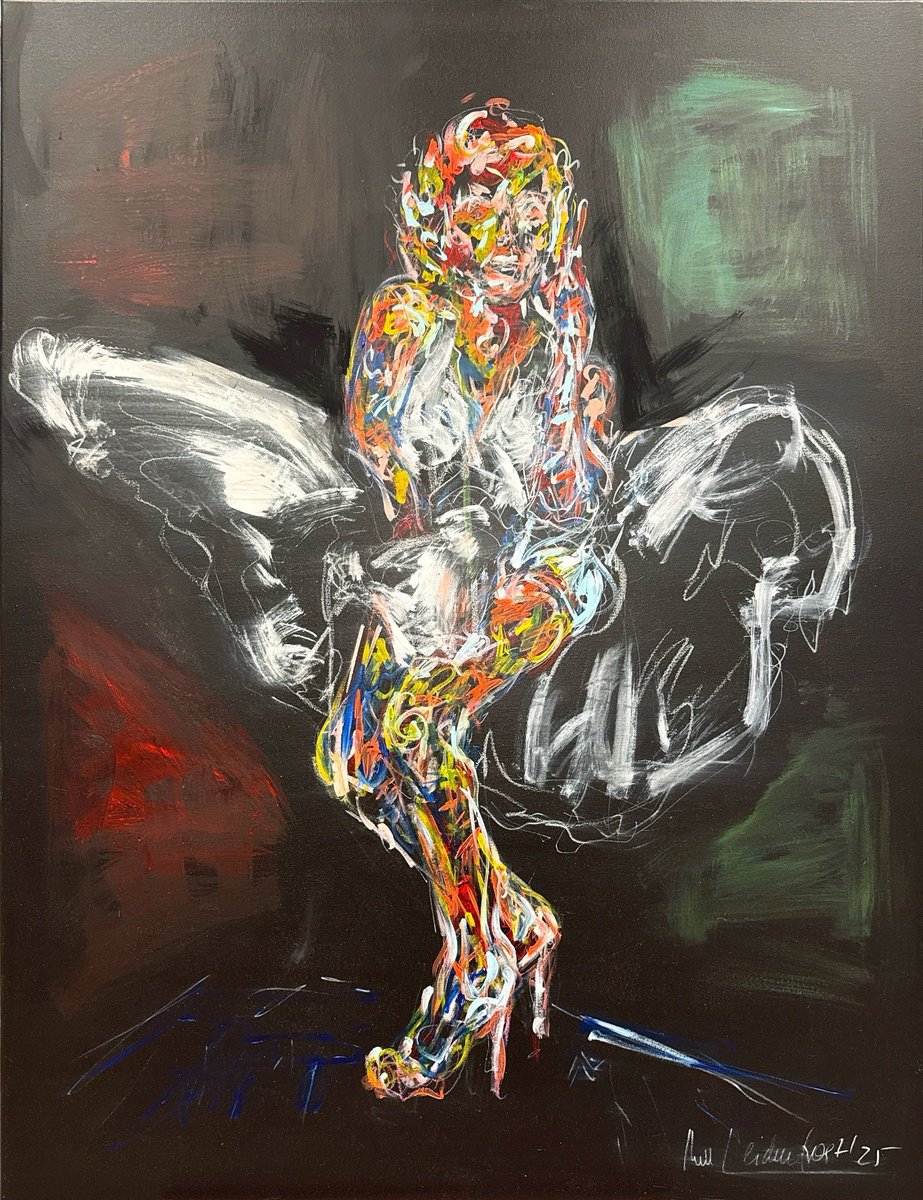 Expressive Portrait Acrylic Painting By Nicole Leidenfrost, 39 X 51", Marilyn Monroe, Original Artwork