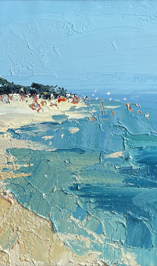 Impressionist Beach Oil Painting On Canvas by Agostino Veroni