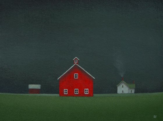 Little Farm Under a Stormy Sky