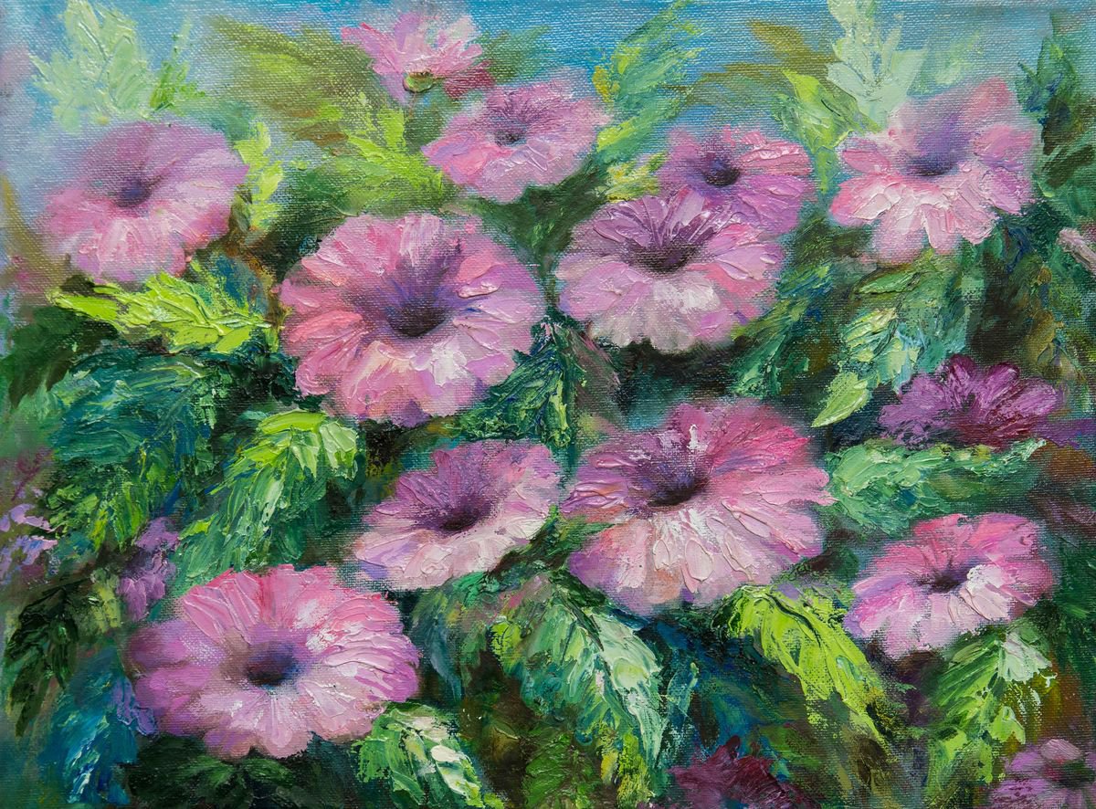 Impressionistic Botanical Oil Painting By Galyna Shevchencko, 17 X 13, Flowers, Original Artwork
