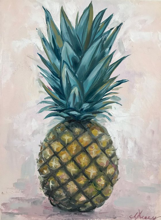 Oil painting on canvas pineapple 30x40 cm