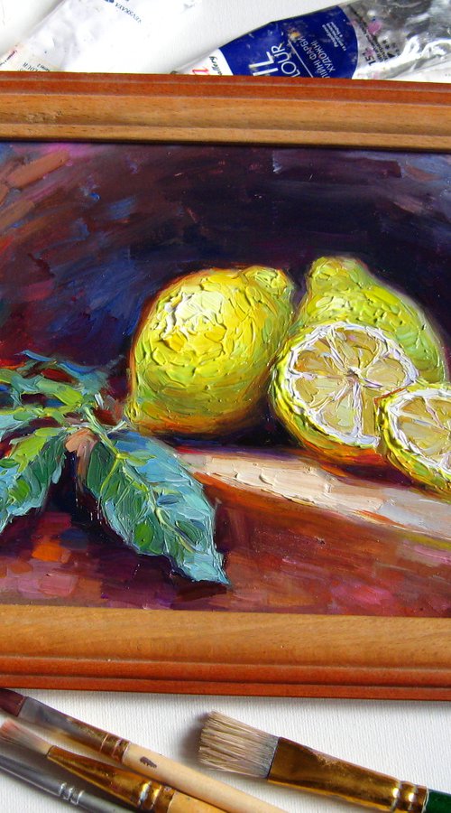 Still life with lemons by Vladimir Lutsevich