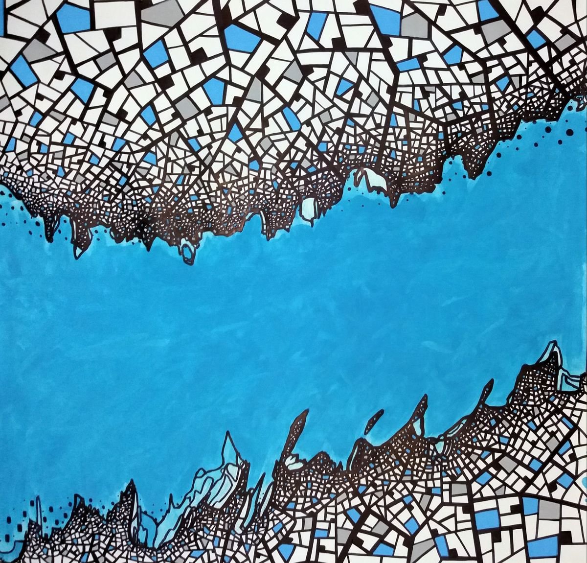 Abstract Painting By Riccardo Ticco Capparella, 43 X 41", Wave #5, Original Artwork