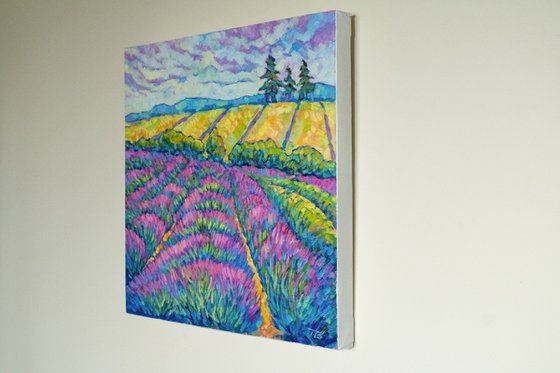 Flower field original oil painting