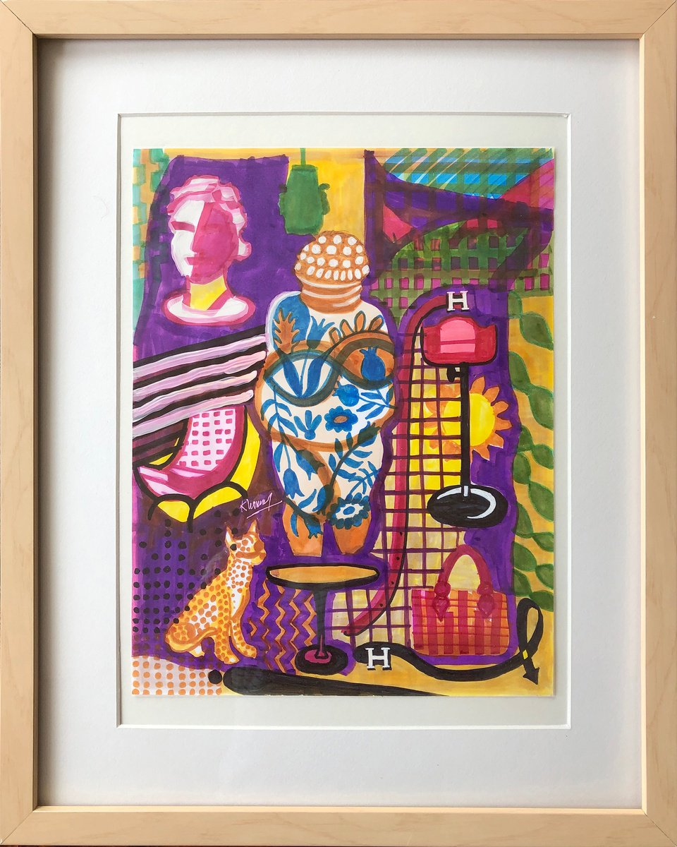 Urban And Pop Still Life Acrylic Painting By Tony Khawam, 17 X 21", B-Auction Sketch, Original Artwork