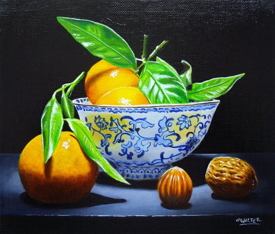 Clementines with chinese bowl