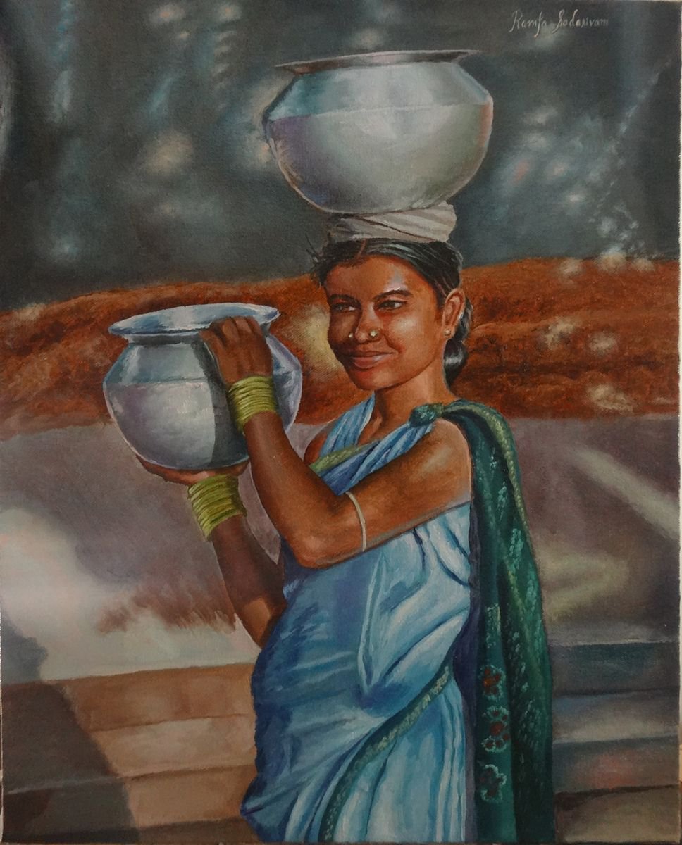 Girl carrying 2 andas by Ramya Sadasivam