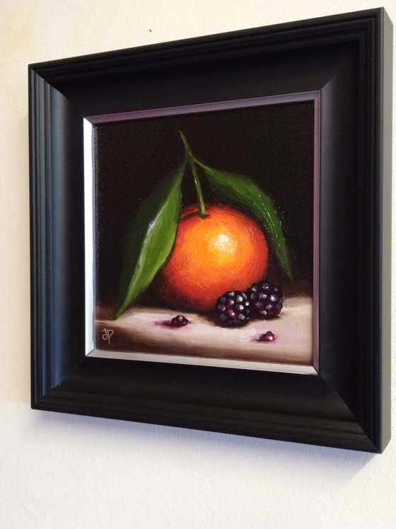 Clementine with berries still life