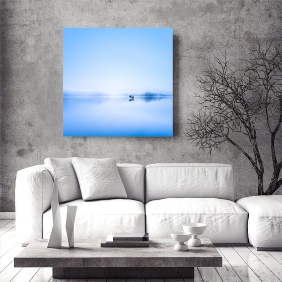 Solitude in Blue  - Extra large minimalist Sky Blue Canvas