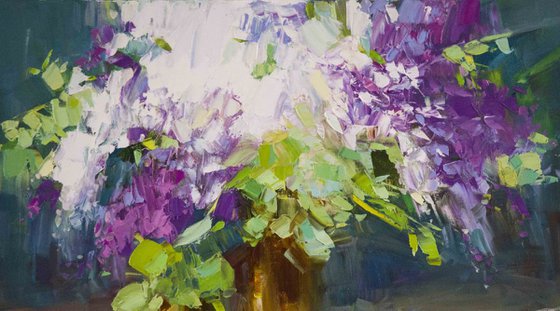 Still life with Lilacs Handmade oil Painting One of a Kind