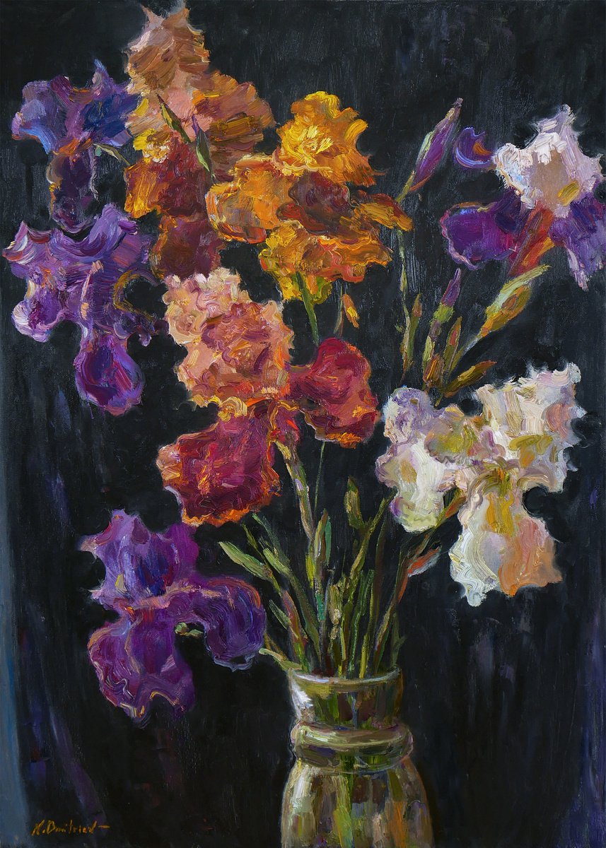 Irises - Irises painting \ 70x50 cm. by Nikolay Dmitriev