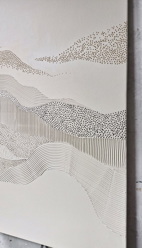"Fluency 6" High textured abstract beige art