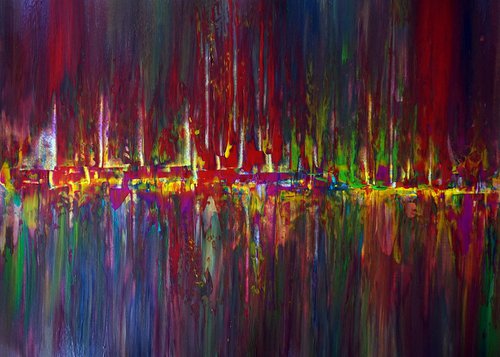 Red Multi Colored Neon Pearl Shore by Richard Vloemans