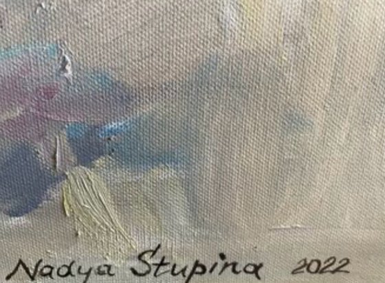 Sunflowers in a blue vase