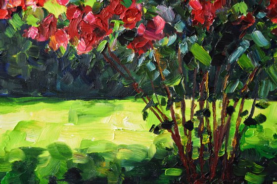 Rose garden large oil painting on canvas