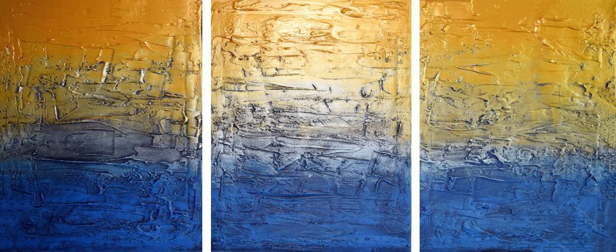 Abstract Acrylic Painting By Stuart Wright, 48 X 20", Silver And Gold 48 X 20, Original Artwork