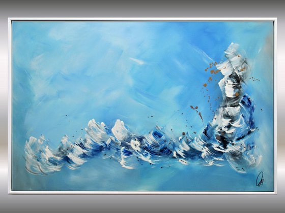 Flying Fishes  - Abstract Art - Acrylic Painting - Canvas Art - Framed Painting - Abstract Sea Painting - Ready to Hang