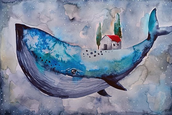 Whale with house