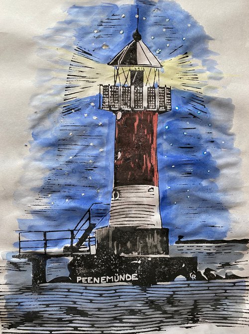 Lighthouses - Peenemünde - watercolored version by Reimaennchen - Christian Reimann