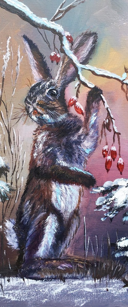 Winter hare by Elena Sokolova