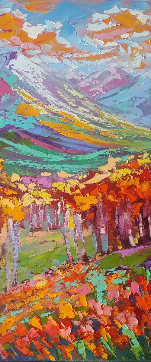 Landscape with yellow sky by Mary Voloshyna