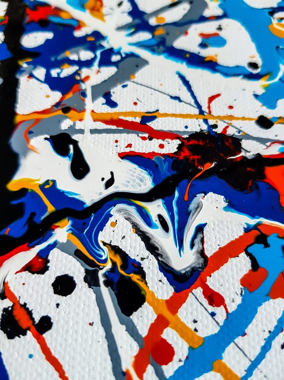 - Samick - (W)120x(H)96 cm. Style of JACKSON POLLOCK. Abstract Expressionism Painting