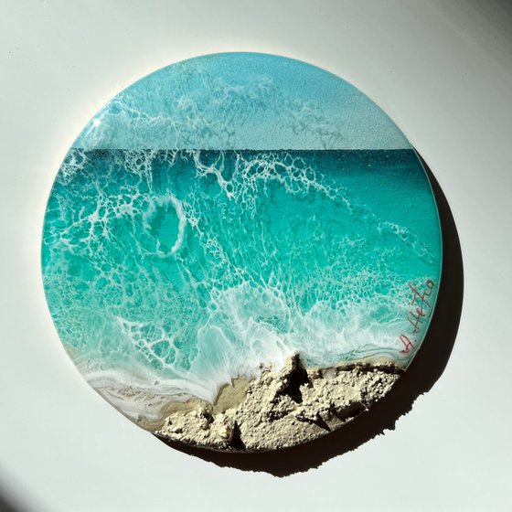 "Little wave" #14 - Miniature round painting