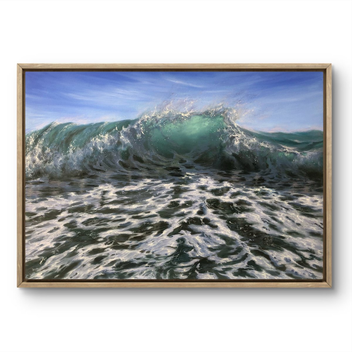 Photorealistic Landscape Oil Painting By Alesia Yeremeyeva, 35 X 25, Boisterous Tide, Original Artwork