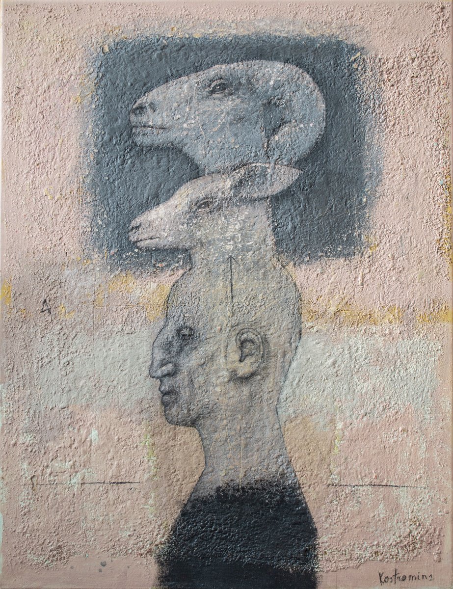 Surrealistic Acrylic Painting , Self-Lobotomising Treatment By Andrejs Ko, 20 X 28, Artwork For Sale On Artfinder