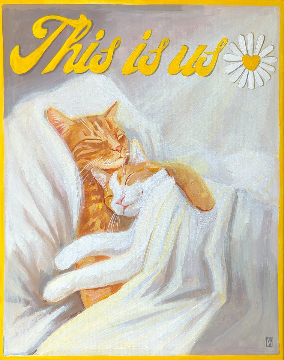 Animal Acrylic Painting By Olha Vlasova, 16 X 20", This Is Us, Original Artwork