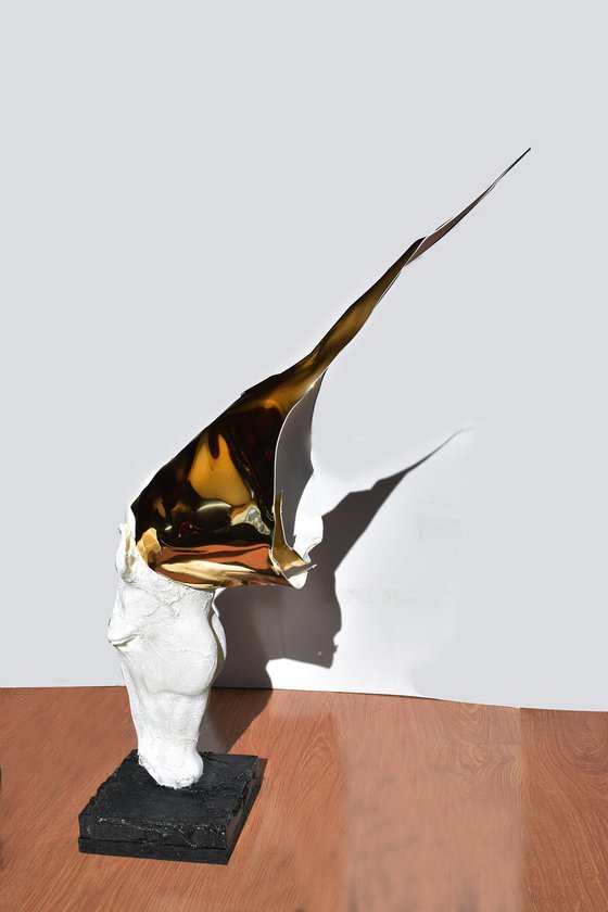 Golden head 3-D Modern Sculpture