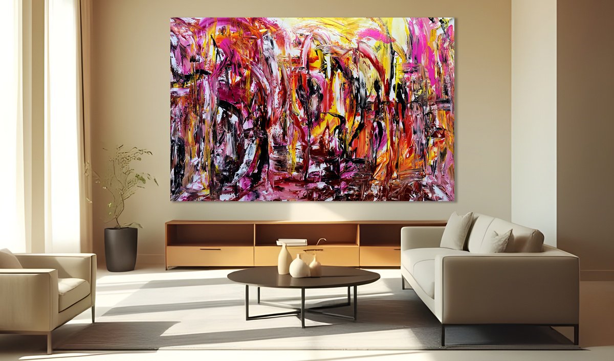 Organic Abstract Acrylic Painting By Estelle Asmodelle, 67 X 43, Embracing Optimism, Original Artwork