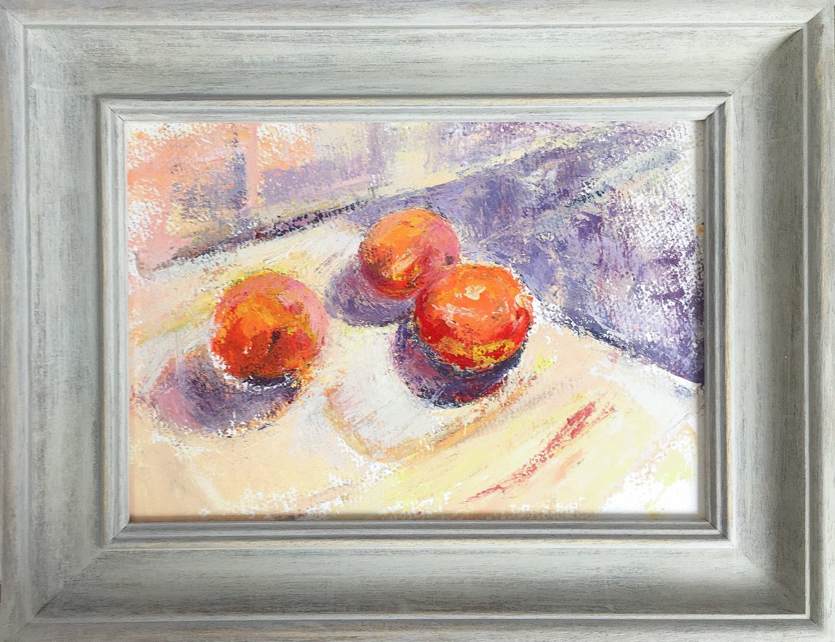 Three peaches by Alexandra Morris
