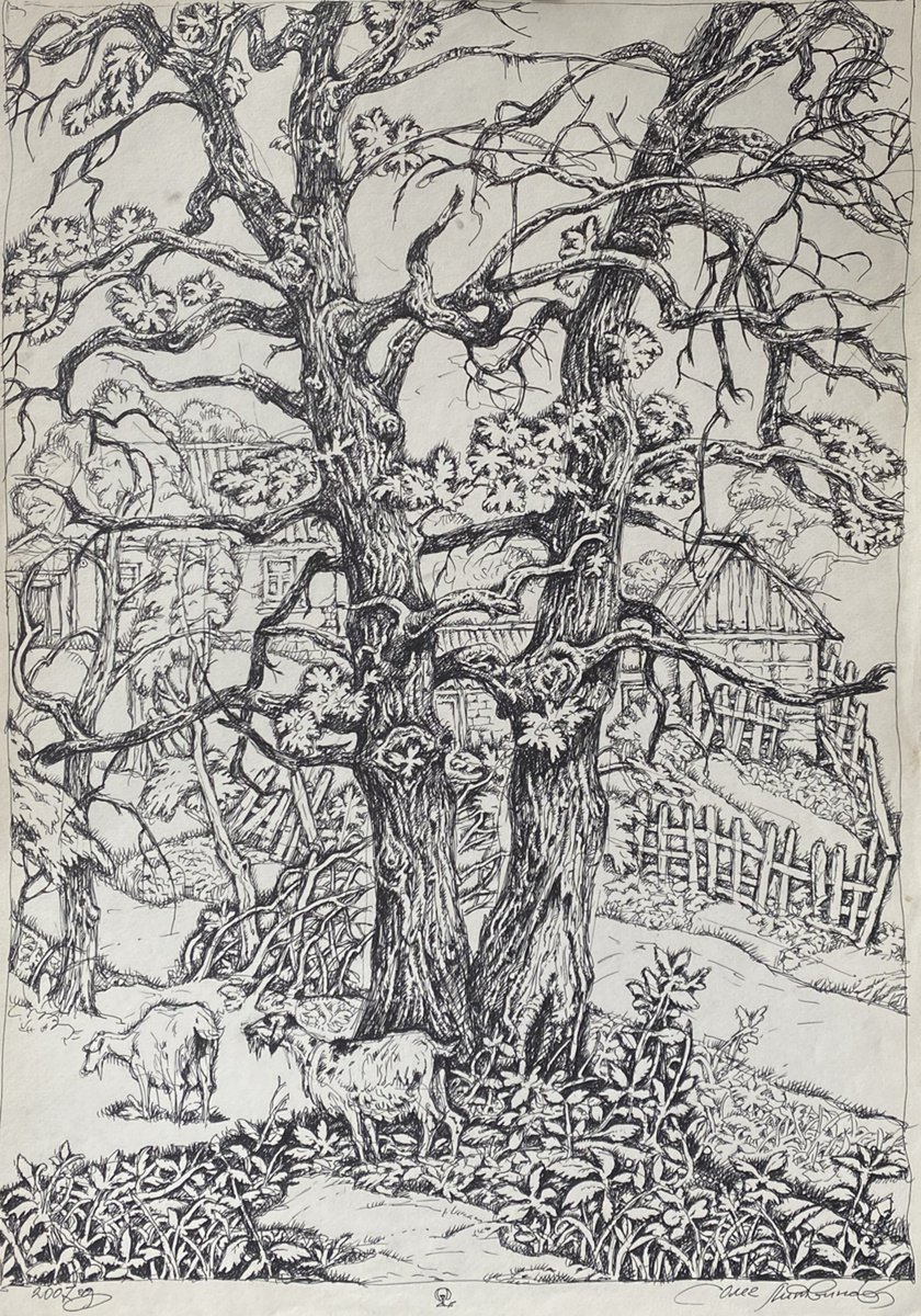 Impressionistic Landscape Painting By Oleg And Alexander Litvinov, 24 X 17", Series Of Paintings"Landscape With A Goat", Artfinder