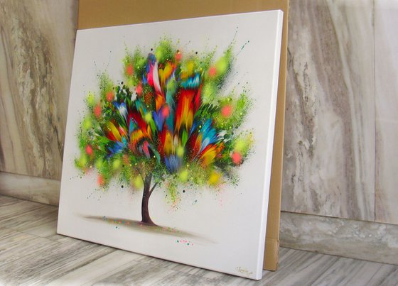 Flowering Tree 35.5” Large Abstract Painting (90 x 100 cm)